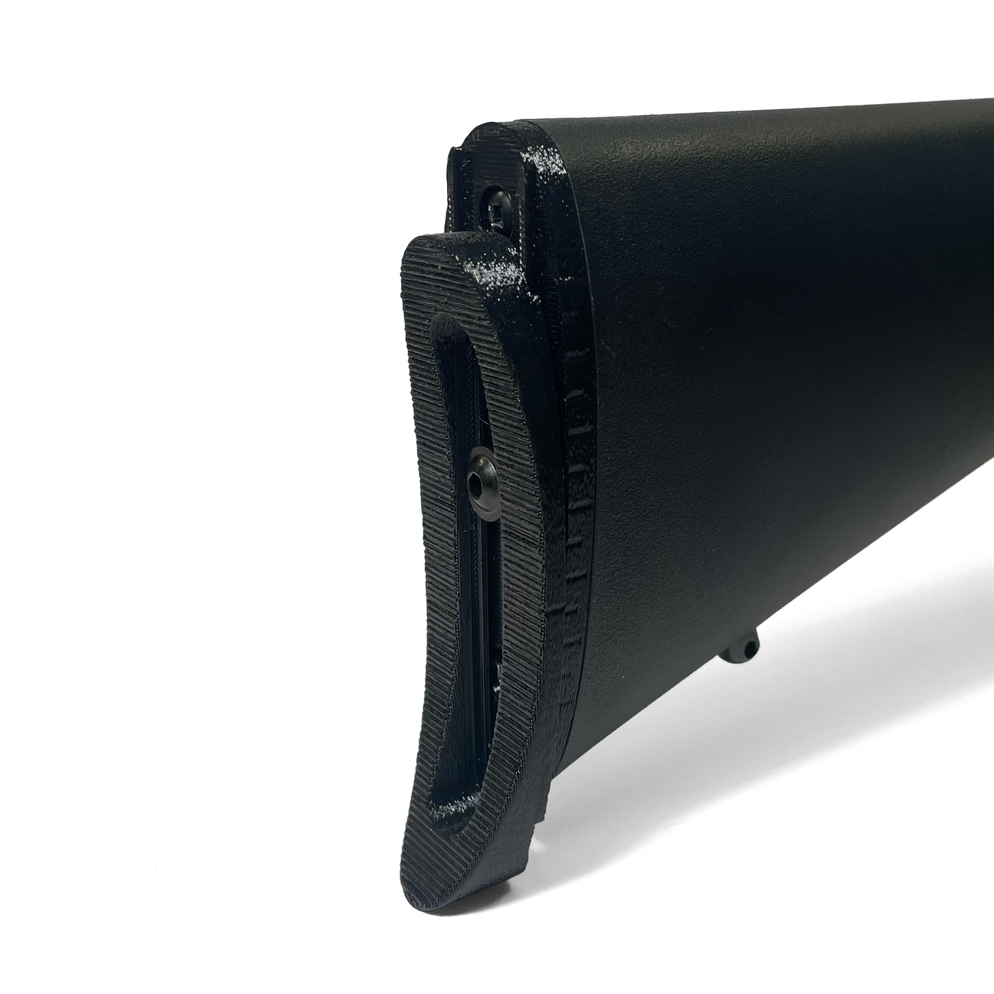 Adjustable height rifle buttplate installed on Savage composite stock
Savage Mark I Savage Mark II Savage Model 93 buttplate height adjustment 3 position prone target rifle