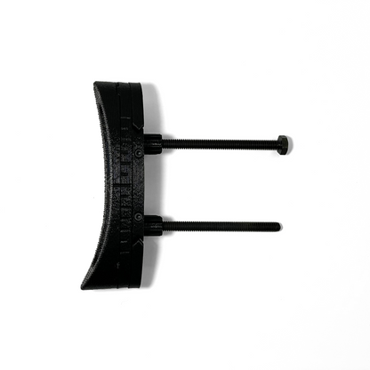 Close-up of adjustable buttplate showing height and length adjustment mechanism