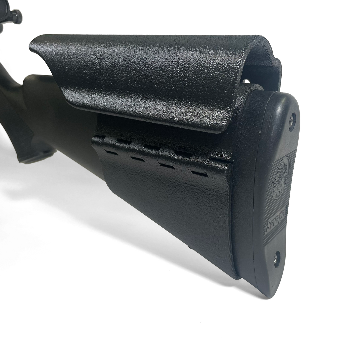 Savage Mark I Savage Mark II Savage Model 93 Adjustable cheek riser rest eye alignment Side view of adjustable cheek riser showing alignment height adjustment system